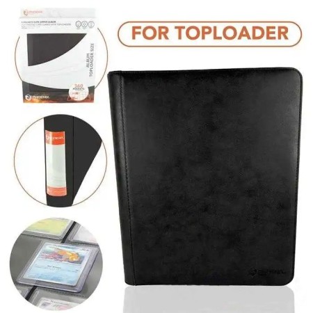 PHOENIX SHIELD TOPLOADER ZIP 9-POCKETS (360 CARDS) LEATHER EFFECT BLACK